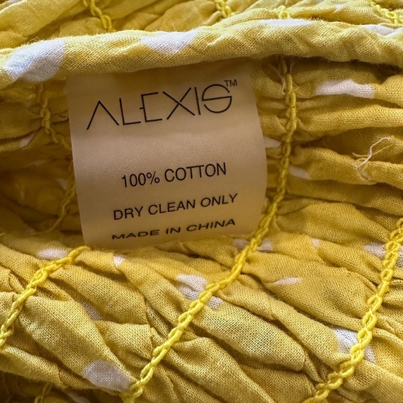 Alexis Marilena Off the Shoulder Mini Dress in Yellow Dot. Size Medium. - Picture 7 of 7